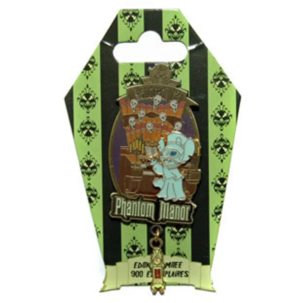 Disney Pin DLRP Phantom Manor Event Stitch playing organ Green Card LE 300 72741